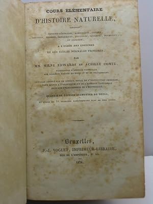 Cours élémentaire d'histoire naturelle contenat notions generales, mammiferes, oiseaux, reptiles,...