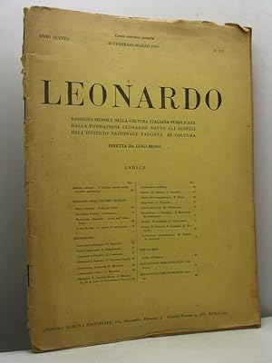 Leonardo. Rassegna mensile della coltura italiana, anno V, nn. 2-3, 20 febbraio-marzo 1929,