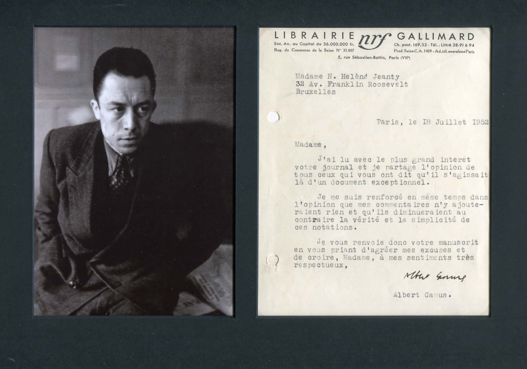 Albert Camus Signed Abebooks