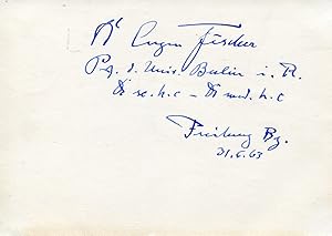 Fischer, Eugen - Autograph