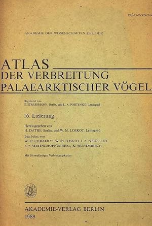 Atlas der Verbreitung palaearktischer Vögel. 16. Lieferung Akademie d. Wissenschaften d. DDR. Beg...