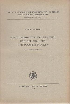 Bibliographie der Kwa-Sprachen und der Sprachen der Togo-Restvölker mit 11 zweifarbigen Sprachenk...