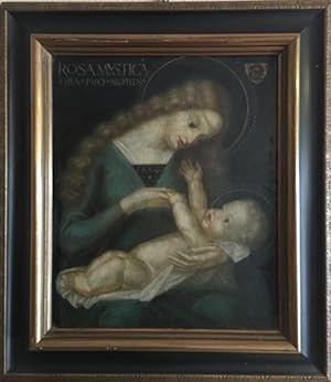 'Rosa Mystica' : Darstellung der Maria mit dem Jesuskinde. Oben links bezeichnet 'Rosa Mystica : ...