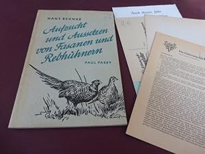 Aufzucht und Aussetzen von Fasanen und Rebhühnern. Mit Beilagen.