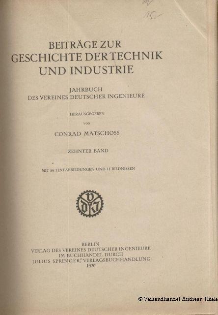 Beiträge zur Geschichte der Technik und Industrie - Jahrbuch des Vereines Deutscher Ingenieure 1918, Band 8