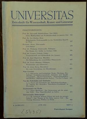 Universitas - Zeitschrift für Wissenschaft, Kunst und Literatur. 8. Jahrgang, Juni 1953, Heft 6. ...