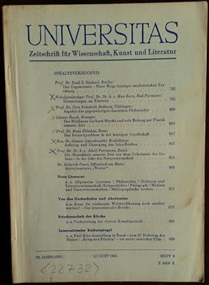 Universitas - Zeitschrift für Wissenschaft, Kunst und Literatur. 20. Jahrgang, August 1965, Heft ...