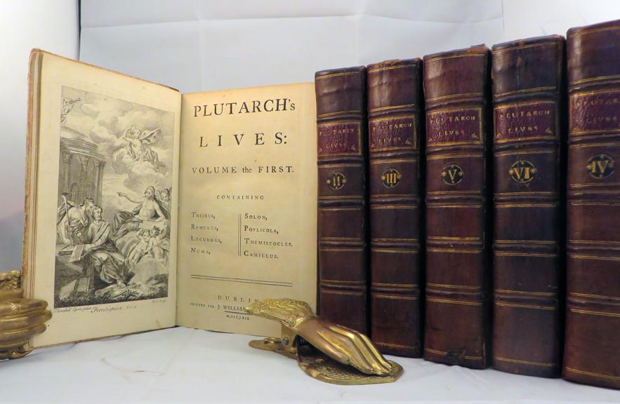 Plutarch's lives in eight volumes translated from the greek , with notes, explanatory  and critical from Dacier and others, To which is prefixed the Life of Plutarch written by Dryden.