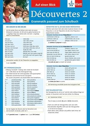 Découvertes 2 - Auf einen Blick Grammatik passend zum Schulbuch - Klappkarte (6 Seiten)