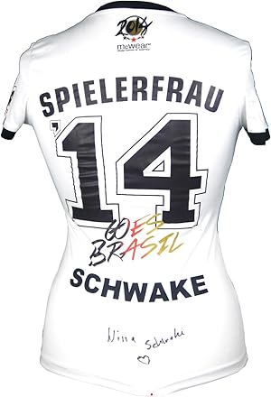 Original SIGNIERTES SPIELERFRAU Trikot "Spielerfrau goes Brasil 2014" Nr.14 NINA SCHWAKE + Foto-P...