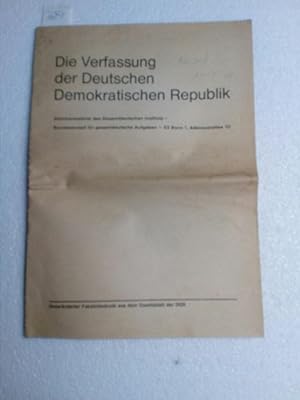 Verfassung der Deutschen Demokratischen Republik aus dem Nachlaß Gerhard Löwenthal