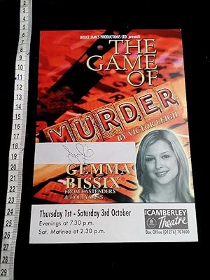 Originaler Theaterflyer zu dem Stück The Game of Murder von Victor Leigh handsigniert von Hauptda...