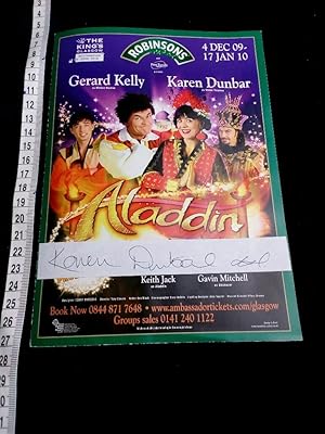 Originaler Theaterflyer zu der Disney Show ALADDIN handsigniert von den beiden Hauptdarstellern G...