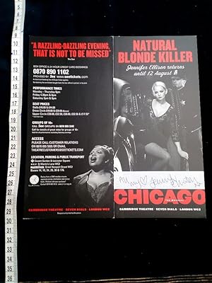 Original Theaterflyer des Musicals CHICAGO handsigniert von Hauptdarstellerin JENNIFER ELLISON. T...