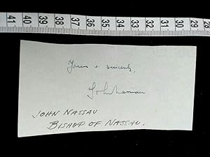 Original Unterschrift von dem Bischof von NASSAU und BAHAMAS JOHN DAUGLISH. Original signature of...