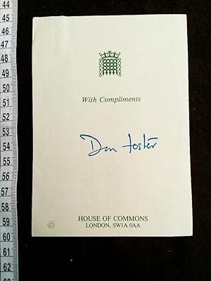 House of Commons card with signature + orignal photograph. Konvolut bestehend aus einer handsigni...