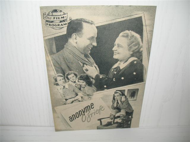 Das Filmprogramm o. Nr.: Anonyme Briefe. Regie: Arthur Maria Rabenalt;