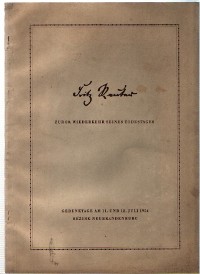 Fritz Reuter zur 80. Wiederkehr seines Todestages Gedenktage am 11. und 12. Juli 1954