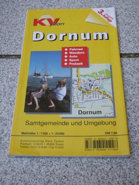 Dornum. Ortsplan 1:7500. Mit Rad- und Wanderwegen, Freizeitmöglichkeiten, Wasserwandermöglichkeiten, Umgebungs-Freizeitkarte 1:25000