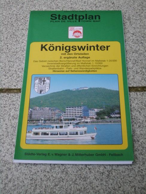 Stadtplan Königswinter] Stadtplan, plan de ville, town map Königswinter : mit den Ortsteilen ; das Gebiet zwischen Bonn, Hennef, Bad Honnef im Maßstab 1:20 000 Innenstadtvergrößerung 1:10000, Verzeichnis der Straßen und öffentlichen Einrichtungen, Straßen