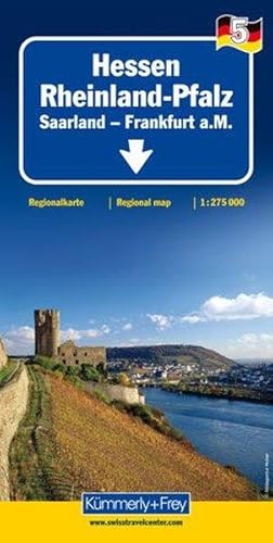 Hessen - Rheinland-Pfalz 1:275 000 mit touristischen Informationen und Index: Saarland - Frankfur...