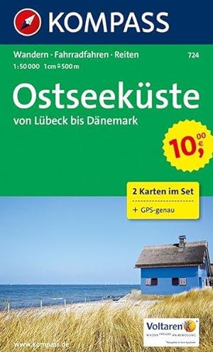 Ostseeküste von Lübeck bis Dänemark Wanderkarten-Set mit Radrouten und Reitwegen. GPS-genau. 1:50000