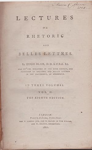 Lectures On Rhetoric And Belles Lettres. Vol. II