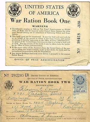 United States Ration Books, 1, 2, 3, and 4. Pittsburgh, 1942-1943