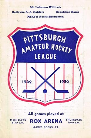 Pittsburgh Amateur Hockey League 1949-1950 Schedule and Program