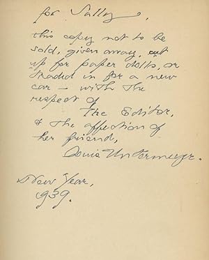 The New Modern American and British Poetry, inscribed by the editor, Louis Untermeyer, to one of ...