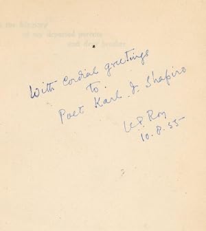 Listen, Oh Netaji and Other Poems, INSCRIBED by K.P. Roy to Karl Shapiro!