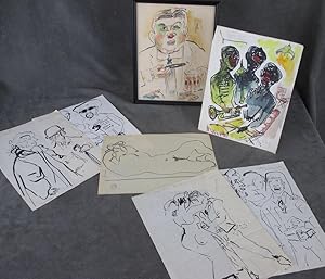 Wonderful Group of Jazz, Dance and Portrait Drawings by Stephen Longstreet -- 7 drawings, signed,...