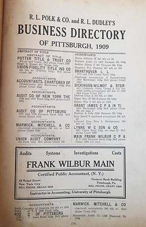 R. L. Polk & Co. and R. L. Dudley's Busibness Directory of Pittsburgh, 1909