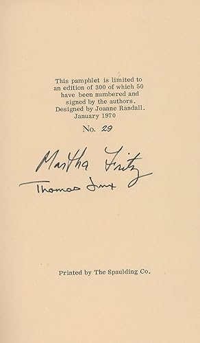 Tides/ The Land Sighted, SIGNED by Martha Fritz and Thomas Lux