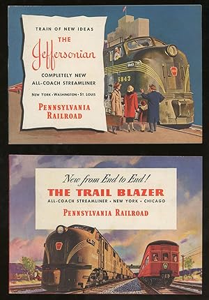 Two Advertisement Pamphlets for Pennsylvania Railroad All-Coach Steamliners, Including the Jeffer...