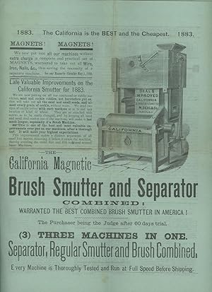 Advertisement for the California Magnetic Brush Smutter and Separator Combined. (3) Three Machine...