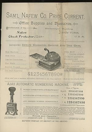 Sam'l Nafew Co. Price Current, Office Supplies and Specialties Catalog