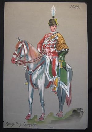Original Gouache Drawing of a German Bodyguard to the King 'Kongl. Ung. Leibgarde'
