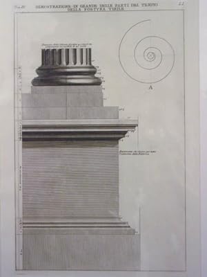 'Dimostrazione in Grande delle Parti del Tempio della Fortuna Virile.', original copperplate engr...