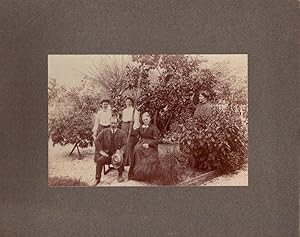 Original photograph of a family in a Fort Myers, Florida orange grove, ca. 1904