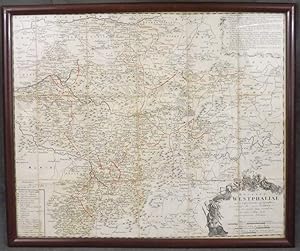 Hand colored map of Westphalia, Germany (1757)