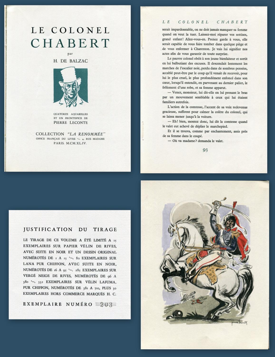 Le Colonel Chabert Fiche De Lecture Le Colonel Chabert, illustrations LECONTE. by BALZAC (Honoré de).: Bon