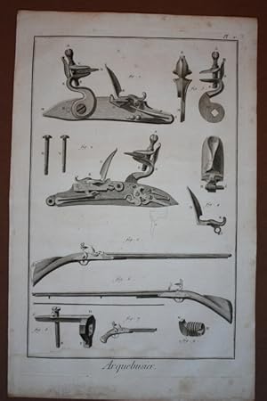Büchsenmacher - " Arquebusier ". Komplette Folge von 6 Kupferstichen aus der Enzyklopädie von Did...