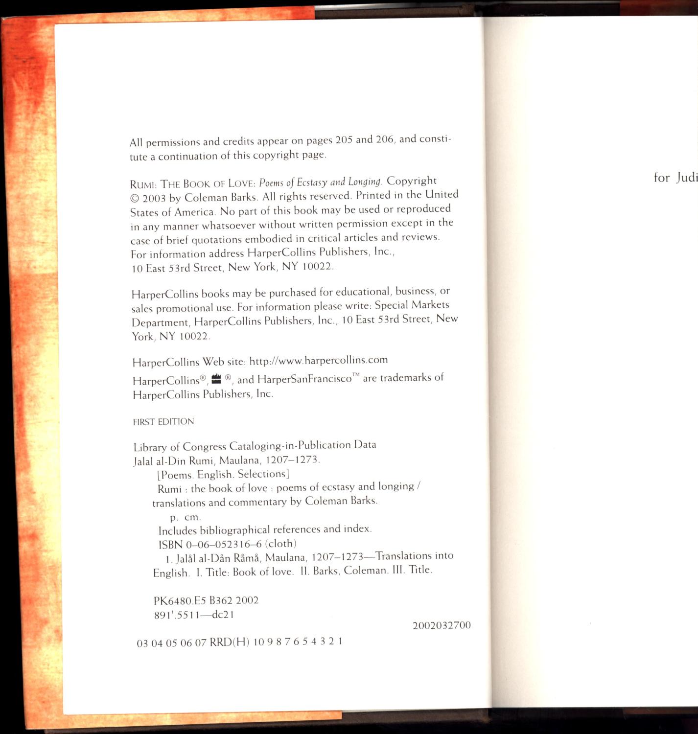 Rumi the Book of Love / Poems of Ecstasy and Longing by Rumi