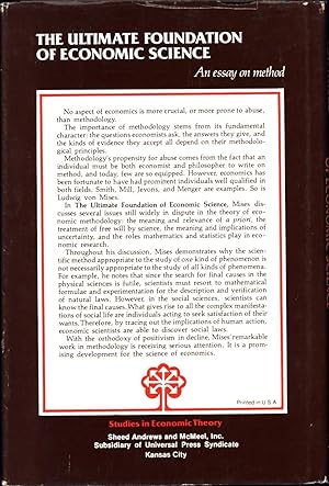 An Essay on Method The Ultimate Foundation of Economic Science