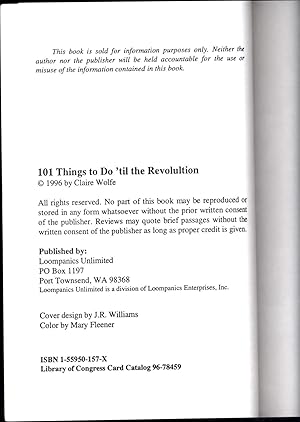 101 Things To Do 'Til the Revolution / Ideas and resources for self-liberation, monkey ...