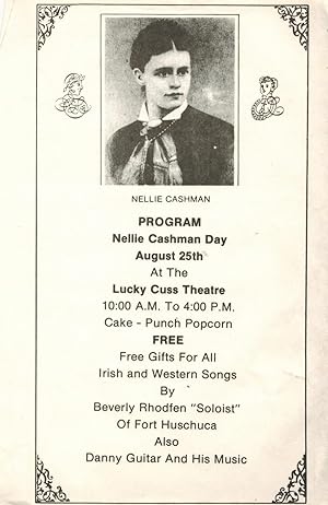 Nellie Cashman Day August 25th at the Lucky Cuss Theatre