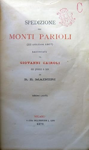 Spedizione dei Monti Parioli (23 ottobre 1867) raccontata da Giovanni Cairoli.