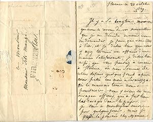 Lettre autographe signée Charlotte, datée Florence 20 octobre 1819, à Tito Manzi. Des nouvelles d...