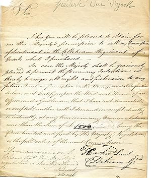 Pièce manuscrite avec 3 lignes autographes signées Frederick Colonel. Contrat d'engagement d'un o...